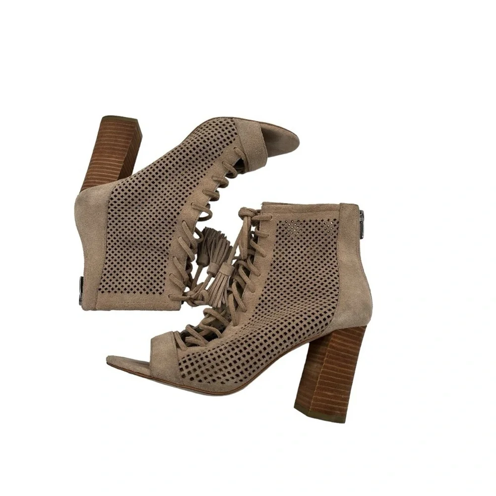 Marc Fisher Shaini Perforated Lace-up Peep Toe Ankle Booties